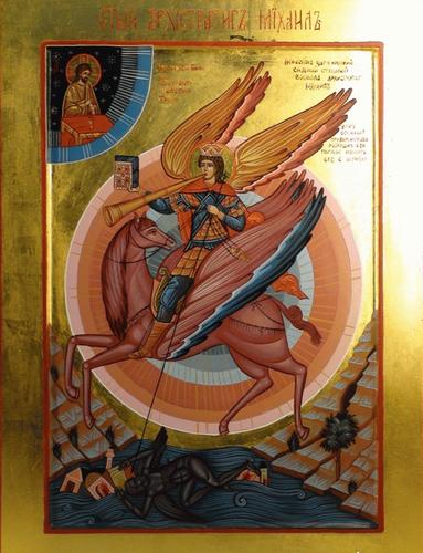 икона Архангел Михаил, поражающий дьявола