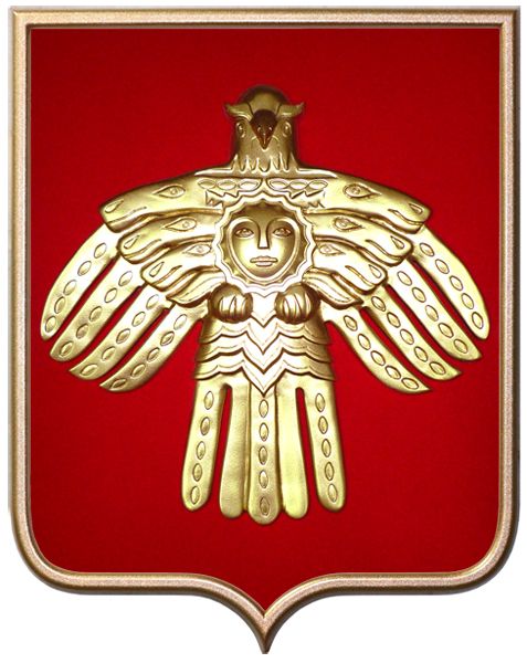 барельеф с изображением герба Республики Коми
