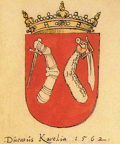 герб Карелии среди гербов других Шведских провинций 1562 г.