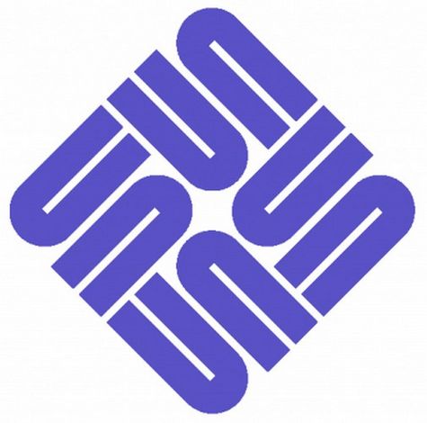 Sun – логотип компании Sun Microsystems, слово sun читается с каждого угла квадрата.